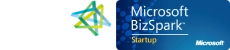 Microsoft BizSpark program's blue & green logo, which promotes technology & startups certifications.